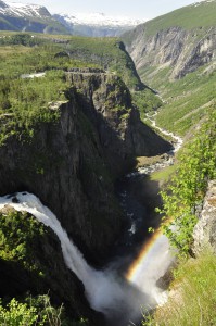 Vøringsfossen en av attraksjonene i Hardanger. 145 meter fritt fall, er et skue